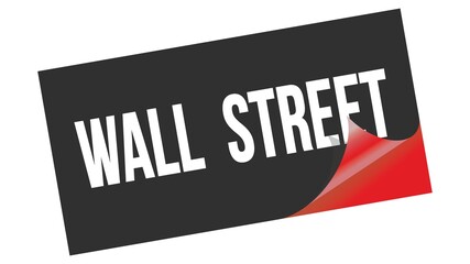 WALL  STREET text on black red sticker stamp.