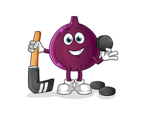 fig playing hockey vector. cartoon character