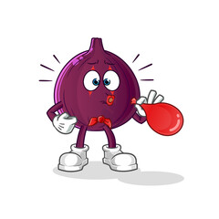 fig pantomime blowing balloons character. cartoon mascot vector