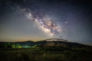 Fototapeta na wymiar The Milky Way rising over the Virginia Piedmont just outside of Shenandoah National Park.