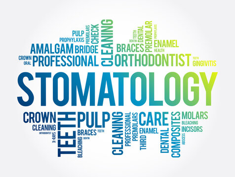 Stomatology word cloud collage, health concept background
