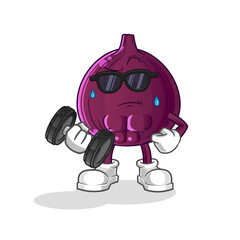 fig lifting dumbbell vector. cartoon character