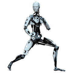 3D Rendering Male Robot on White