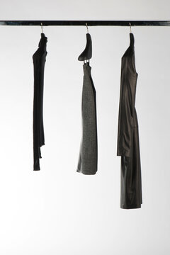 Elegant and trendy women's clothes hanging