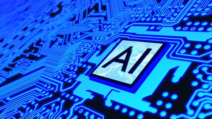 Artificial Intelligence glowing circuit board