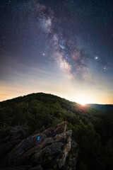 Fototapeta na wymiar The Milky Way shining over Bearfence Mountain in Shenandoah National Park.