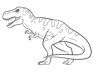 Fototapeta premium Illustration of tyrannosaurus rex, black and white silhouette.