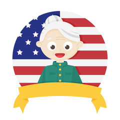 Vector illustration of a grandmother. Labor veterans, Victory Day, Memorial Day for servicemen. February 23. Defender of the Fatherland Day. Elderly soldiers. American Victory Day. Designed for