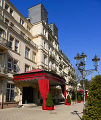 The entrance of Brenners Parkhotel at the river Oos, spa park and arboretum at the Lichtentaler...