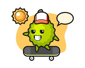 Durian cartoon ride a skateboard