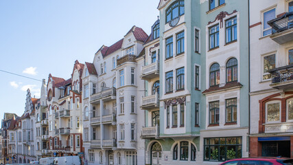 Fototapeta na wymiar Häuserzeile im Jugendstil in Flensburg.