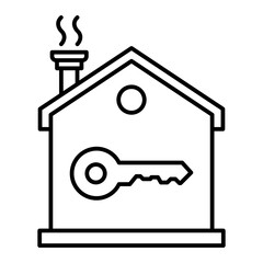 Vector House Key Outline Icon Design
