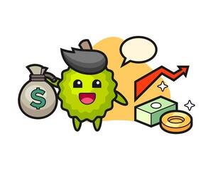 Durian cartoon holding money sack