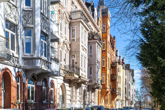 H&auml;userzeile im Jugendstil in Flensburg.