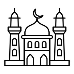 Vector Mosque Outline Icon Design