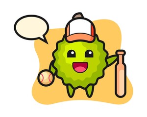 Durian cartoon as a baseball player
