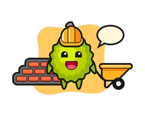 Durian cartoon as a builder