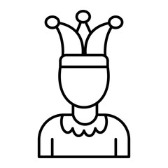 Vector Jester Outline Icon Design
