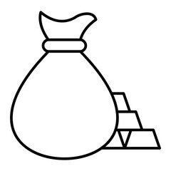 Vector Money bag Outline Icon Design