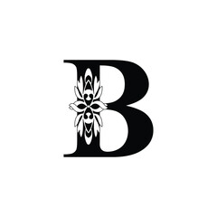 letter B. Black and white flower alphabet. Beautiful capital letters	
