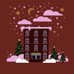 Fototapeta premium Christmas card Christmas snow Christmas tree