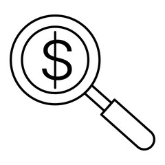 Vector Money Search Outline Icon Design