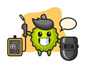 Durian cartoon as a welder