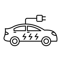 Vector Electric Car Outline Icon Design