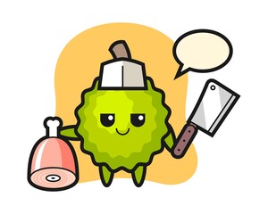 Durian cartoon as a butcher