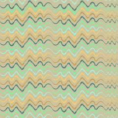Abstract seamless pattern with orange, blue and brown curved lines on a beige background. For textile, wallpaper, fabric and background.