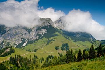 landscape in mountains with clouds / Werfenweng, Tennengebirge, Austria