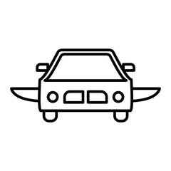 Vector Flying Car Outline Icon Design