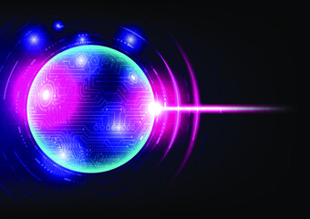 3D digital circuit on blue world, technology future on dark blue background