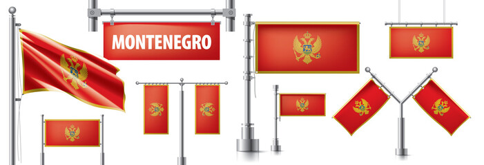 Vector set of the national flag of Montenegro in various creative designs