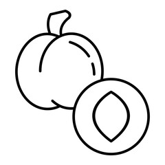 Vector Apricot Outline Icon Design