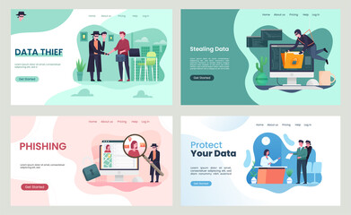 phishing hacker activity banner set