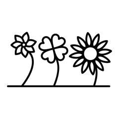 Vector Flowers Outline Icon Design