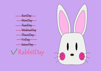 vector cute soft rabbit illustration (days ot he week: rabbit day)