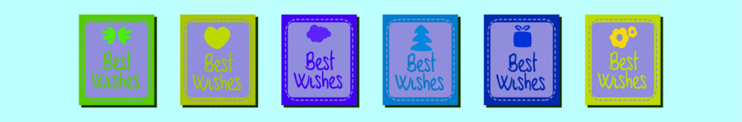 set of best wishes cartoon icon design template with various models. vector illustration isolated on blue background