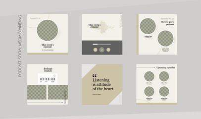 Instagram layout template. minimal abstract social media story background. post mockup for audio podcast e learning, clubhouse, online course, webinar masterclass