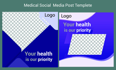 Medical social media post template. Editable Healthcare Banner.
