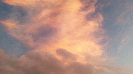 Sunlight with Pink clouds and Blue sky