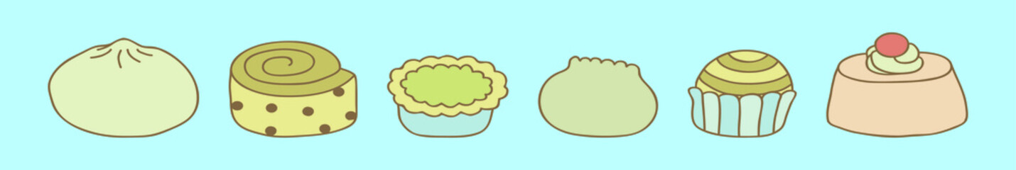 set of appetizer cartoon icon design template with various models. vector illustration isolated on blue background