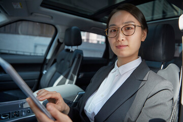 businesswoman in the car