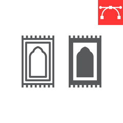 Prayer rug line and glyph icon, happy ramadan and religion, prayer carpet vector icon, vector graphics, editable stroke outline sign, eps 10.