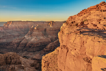 Beautiful landscapes of the Grand Canyon, an amazing view of the red-orange rocks, which are millions of years old. USA, Arizona.