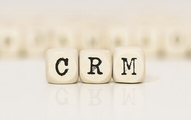 Word CRM made with wood building blocks