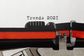Text Trends 2021 typed on retro typewriter