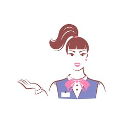 Shop assistant woman. Userpic. Portrait isolated on white background