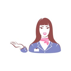 Shop assistant woman. Userpic. Portrait isolated on white background